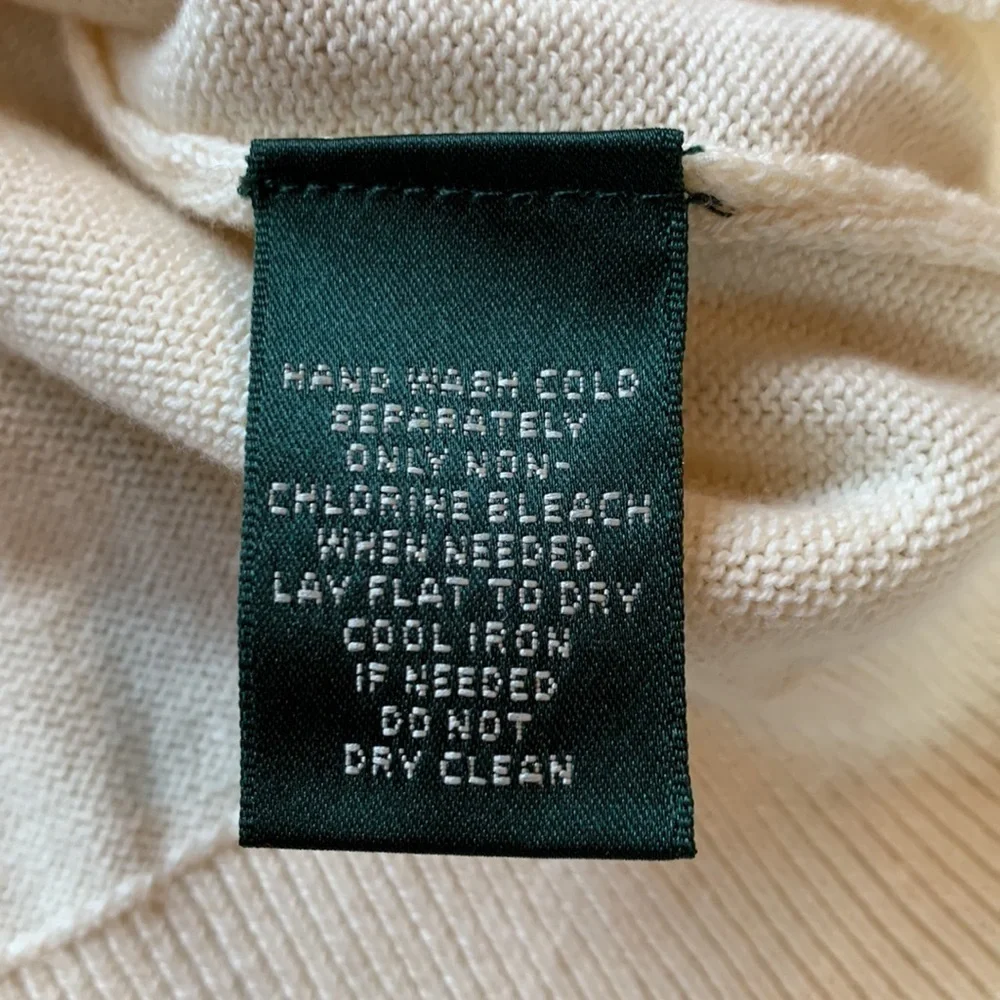 Lauren Ralph Lauren sz PL cream colored sweater with faux leather accent